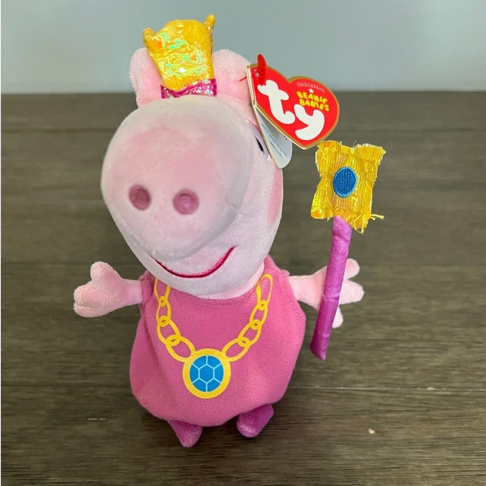 Ty Beanie Baby Peppa Pig Peppa Princess Pink Plush Crown Wand Stuffed Toy